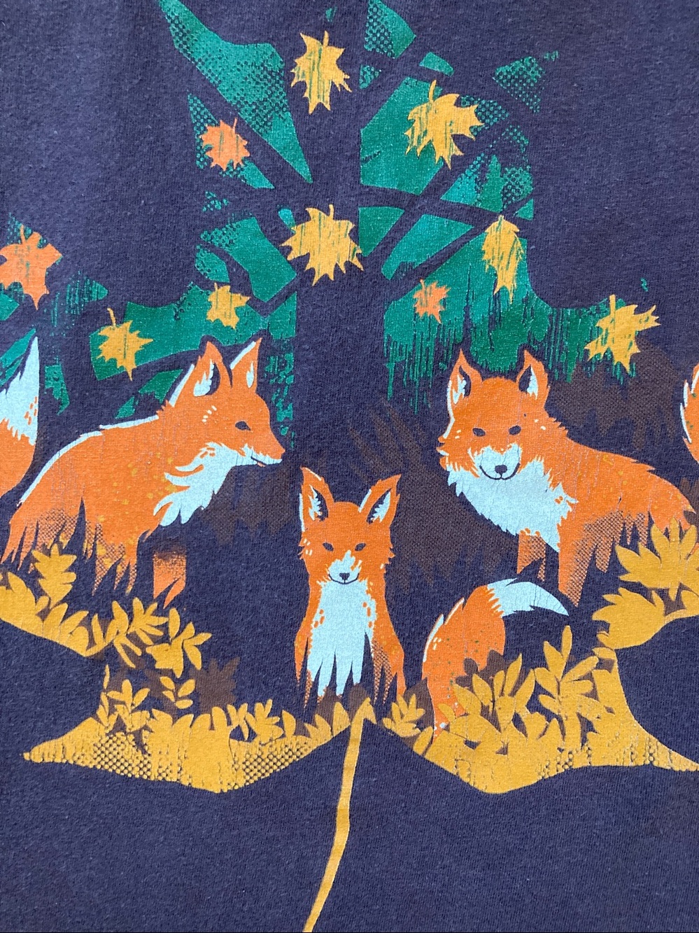 Adorable Fox family Leaf Tee graphic T-shirt naturecore Goblincore sz XL
